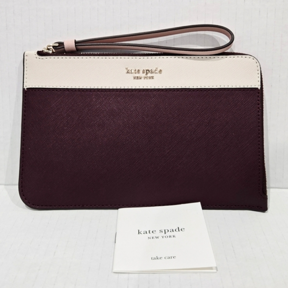 Kate Spade Wristlet - Wallet Sized, Burgundy & Ivory LIKE NEW